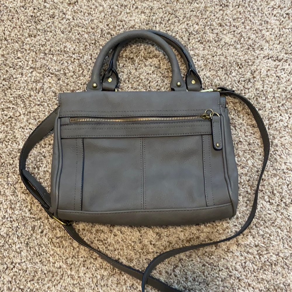 Grey faux leather crossbody purse